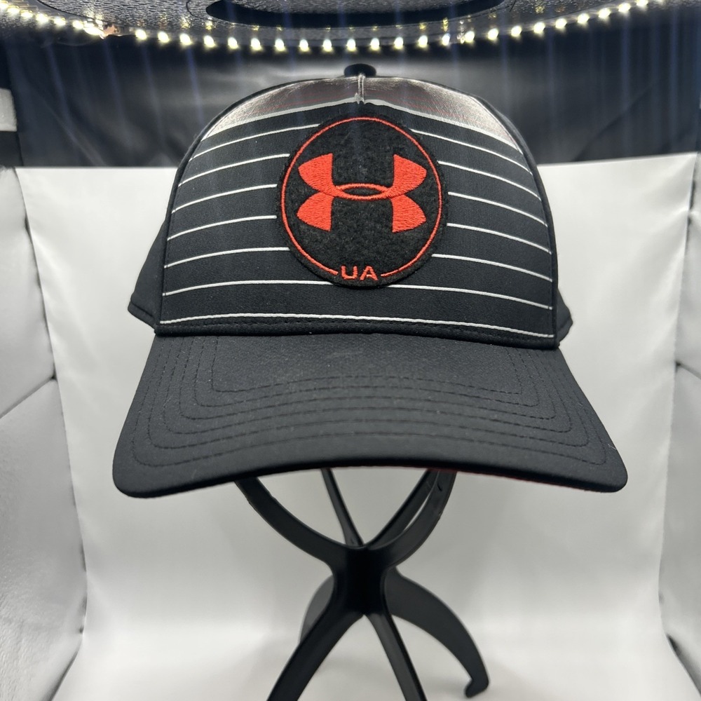 Mens Under Armour Fitted Hat L/XL Black/Gray/Red